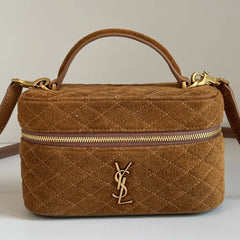 YSL 2026 Saint Laurent Gaby Vanity Bag 18cm Brown Suede