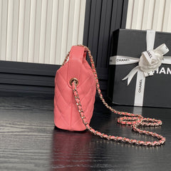 CC 25C Hobo Bag 21.5cm Top Handle Dark Pink Grained Calfskin