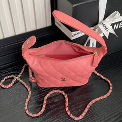 CC 25C Hobo Bag 21.5cm Top Handle Dark Pink Grained Calfskin