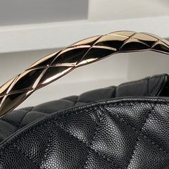 CC Coco Crush Handle Lunch Bag Black Caviar Leather