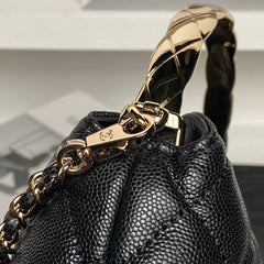 CC Coco Crush Handle Lunch Bag Black Caviar Leather