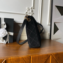 CC 26C Messenger Bag Black Quited Suede