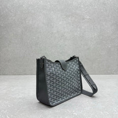 Goyard Musette Bag Grey White Canvas Leather