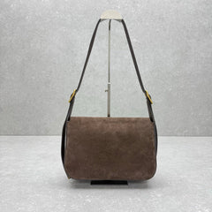 Clicca Shoulder Bag Medium Coffee Suede