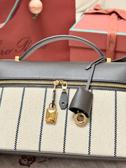 LP Extra Pouch L27 Dark Brown Calfskin Linen 282227