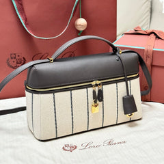 LP Extra Pouch L27 Dark Brown Calfskin Linen 282227