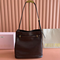 Miu 5BE101 Pouch Coffee Cowhide 285392
