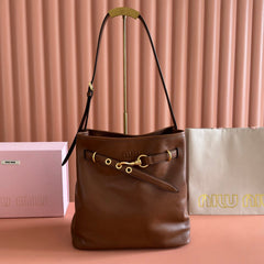 Miu 5BE101 Pouch Brown Cowhide 285393