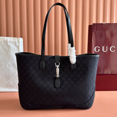 GG Jackie Medium Tote Bag Black Canvas