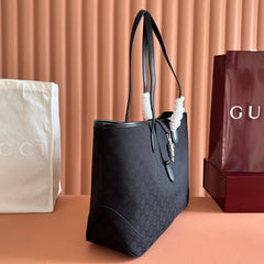 GG Jackie Medium Tote Bag Black Canvas