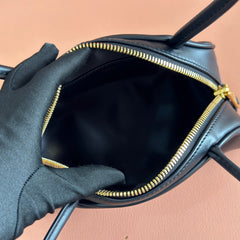 Miu Beau Semi-Circular Small Bowling Bag Black Leather
