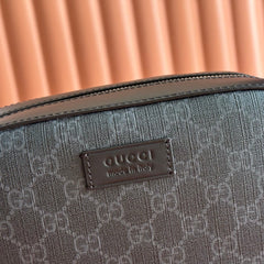 GG Supreme Shoulder Bag Black Canvas Leather 292636