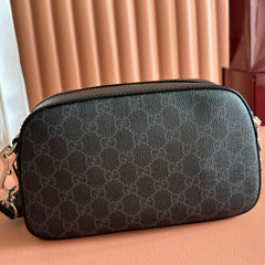 GG Supreme Shoulder Bag Black Canvas Leather 292636