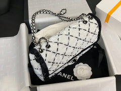 CC 2025 Flap Bag Black White Sequin 298964