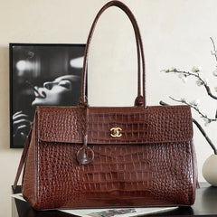 Chanel 2026 Bag 38cm Brown Crocodile-embossed Leather