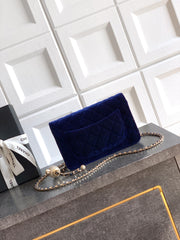 CC 26C Flap Bag 20 Navy Blue Velvet