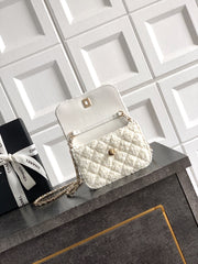 CC Mini Flap Bag 15 With Handle White Tweed