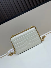 Valentino Vain Small Shoulder Bag White Embossed Leather Pattern