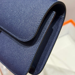 HM Constance Elan 24cm Bag Dark Blue Epsom Leather Silver Hardware