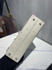 Hermes Kelly 19 Sellier Off White Ostrich Leather Bag Sliver Hardware (need 25 day to produce) 270341