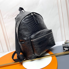 YSL City Backpack 38 Black in Crocodile-patterned Cowhide 285765