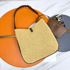 YSL 5A7 Large Bag 30cm Beige Raffia