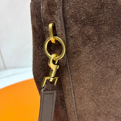 YSL Le 5 À 7 Bucket Bag 26cm Brown in Suede 285618