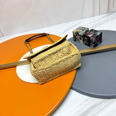 YSL Niki Shoulder Bag 18cm Straw Color in Straw Weaving 285530