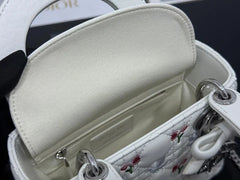Dior 2026 Bird Flower Bag 17cm White Lambskin 158728