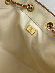 CC 2026ss Small Handbag 25 Ivory Brown Canvas Calfskin