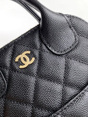 CC 25A Clutch With Chain 18cm Black Grained Calfskin