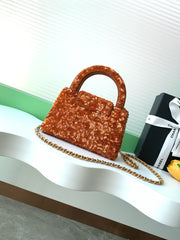 Chanel 2025 Kelly Bag 19cm Vibrant Orange Sequin Leather 319628