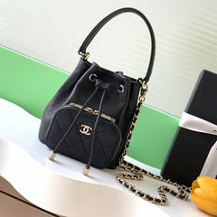 CC Mini Pocket Bucket Bag Black Caviar Leather Light GHW 269203