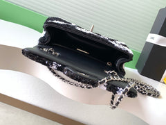CC 2025 Flap Bag Black White Sequin 298200