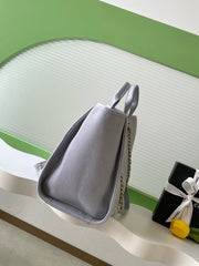 CC 2025 Deauville Tote Bag Light Gray Canvas
