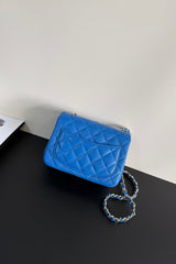 CC Flap Bag 17cm Cobalt Blue Sheepskin GHW 284816