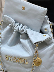 CC 24K Hobo 22 Bag Cloud Blue Grained Calfskin
