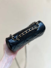 CC 25P Mini Top Handle Flap Bag Black Quited Lambskin 290150