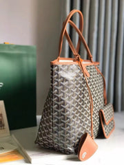 Goyard Saint Louis PM 34 Black Goyardine Canvas Tan Calfskin