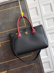CC 2026 Shopping Bag Black mix Burgundy Calfskin