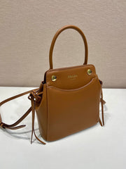 Prada 2026 Carry Bag 21cm Black White Brown Calfskin 351841