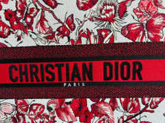 Large CD Book Tote 42cm White and Red Heart Butterfly Embroidery
