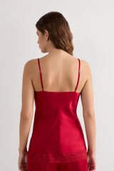Lace Trim Silk Camisole Top