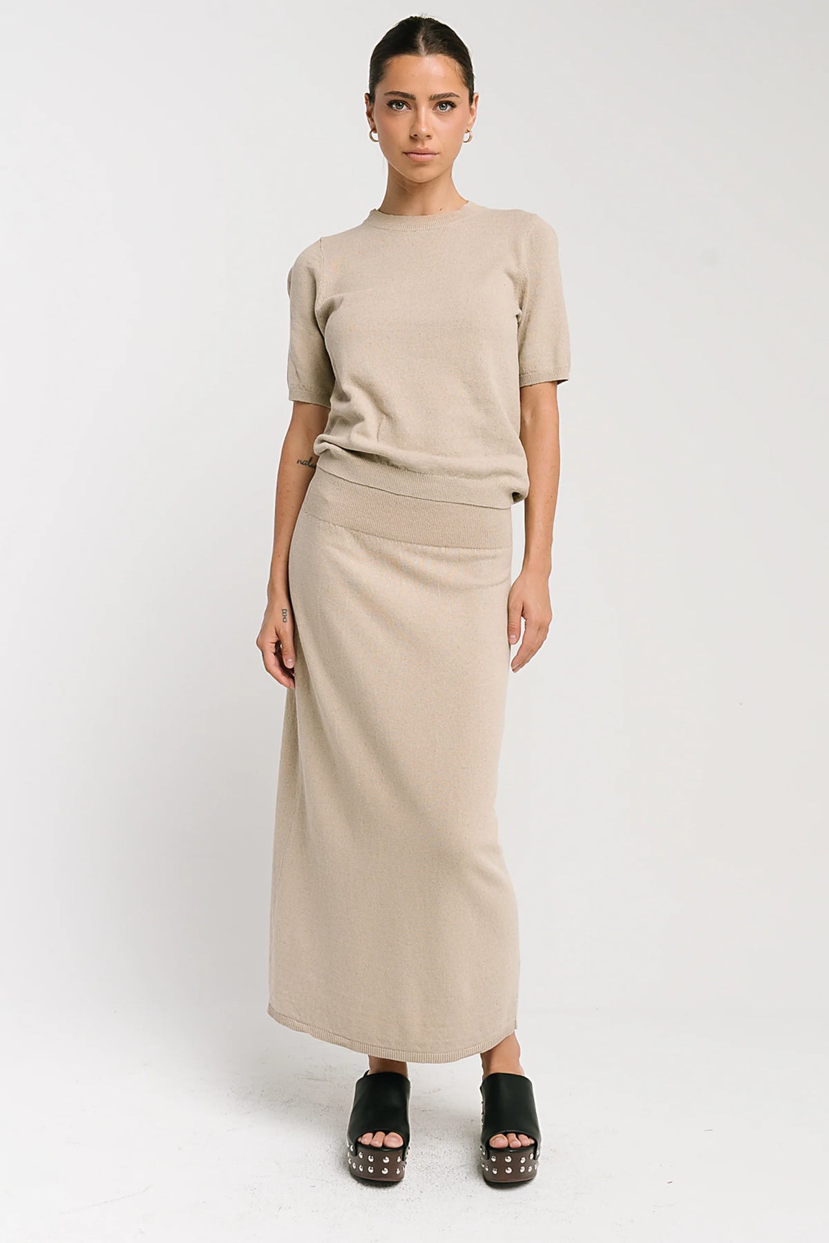 Maycie Knit Maxi Skirt in Oatmeal