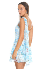 Gabi Tiered Mini Dress Blue
