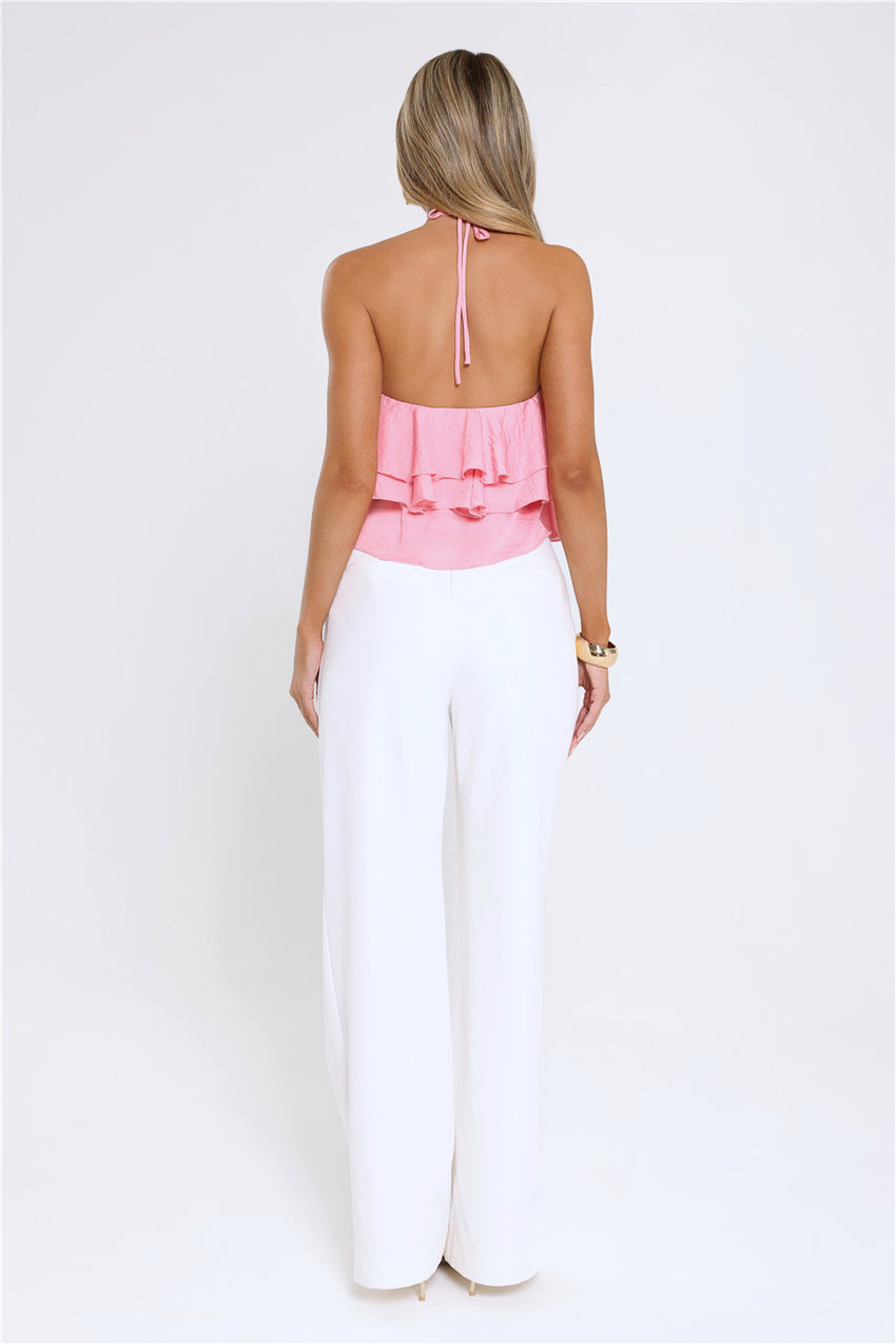 Floral Pop Halter Top Pink