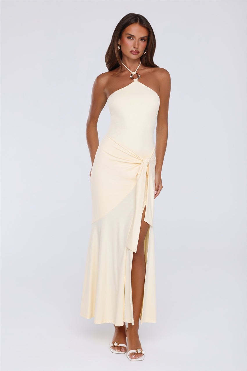 Daisy Flicker Halter Maxi Dress Yellow