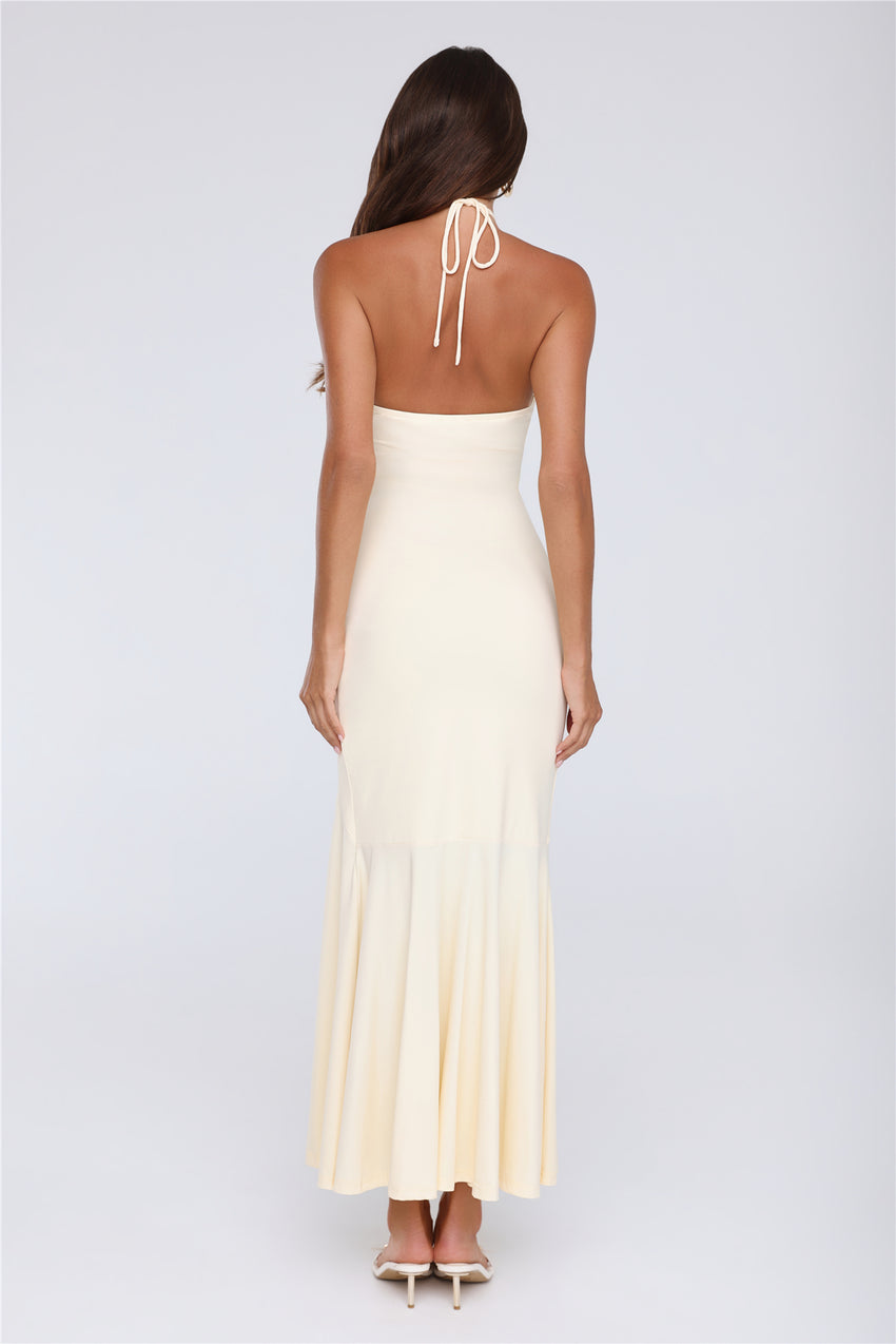 Daisy Flicker Halter Maxi Dress Yellow