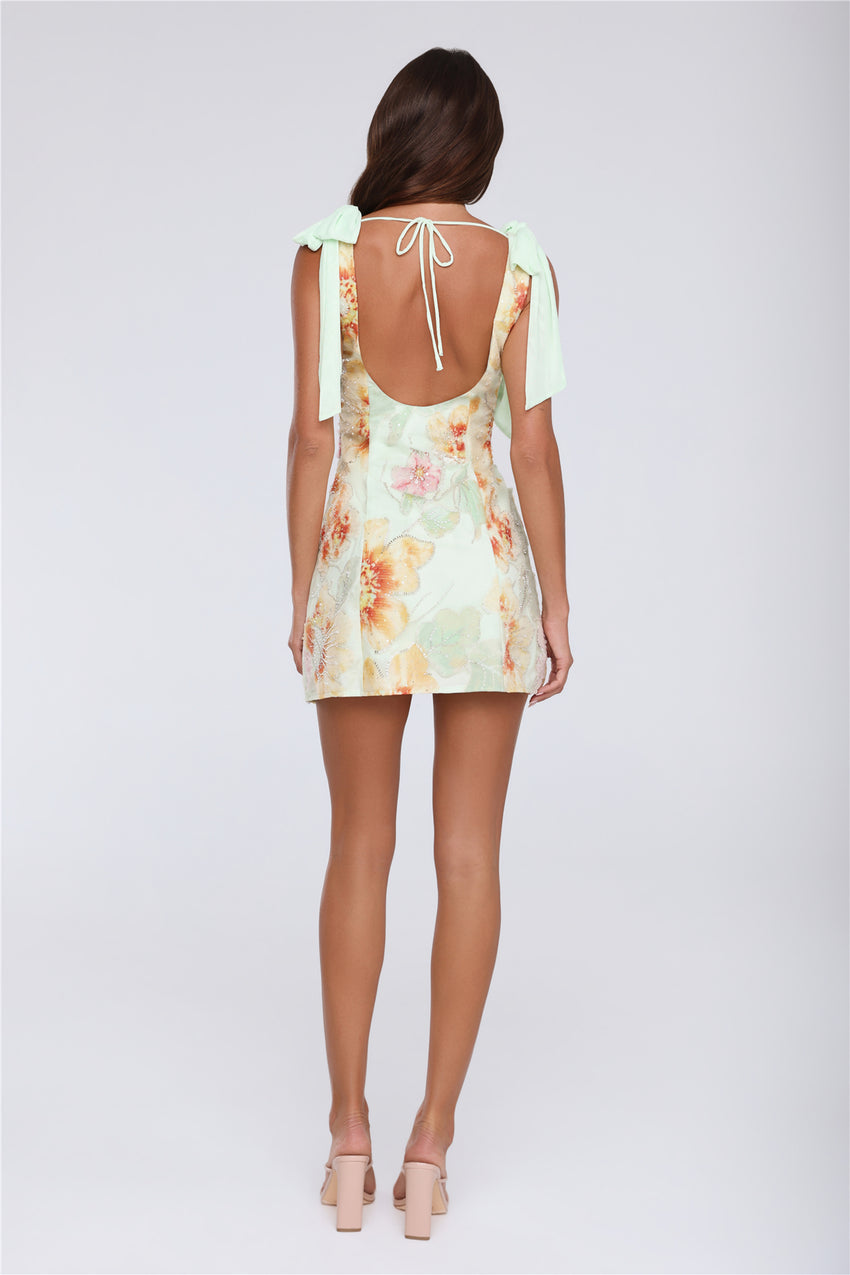 Floral Fling Mini Dress Green