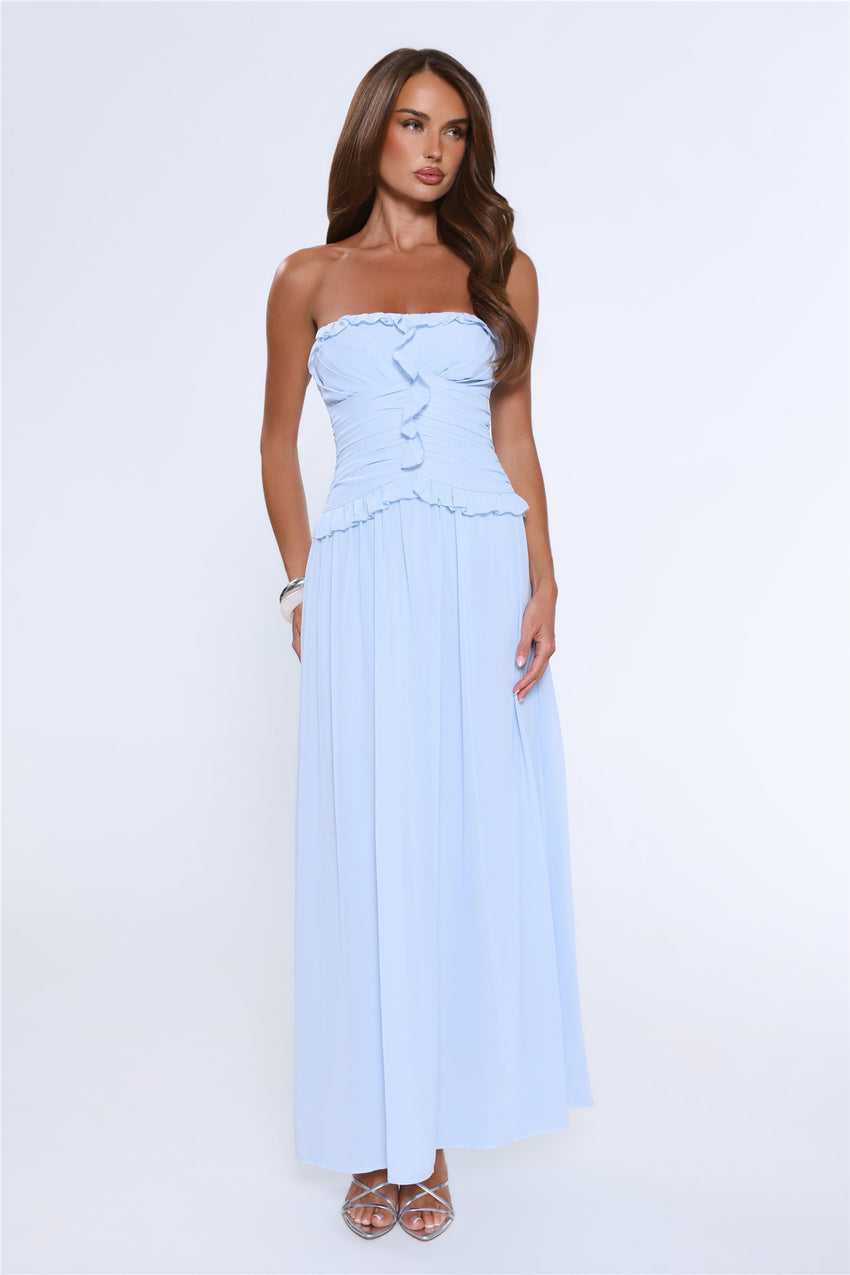 Hour Whispers Strapless Maxi Dress Blue